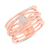 0.21ct 14k Rose Gold Diamond Bridge Lady's Ring Size 10.5